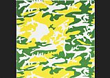 Andy Warhol Canvas Paintings - Camouflage green yellow white